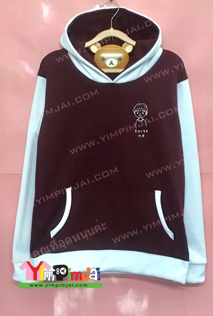 เสื้อฮู้ดเสื้อรุ่นกลุ่ม crazy bear ปักหน้าการ์ตูนและชื่อแต่ละคน