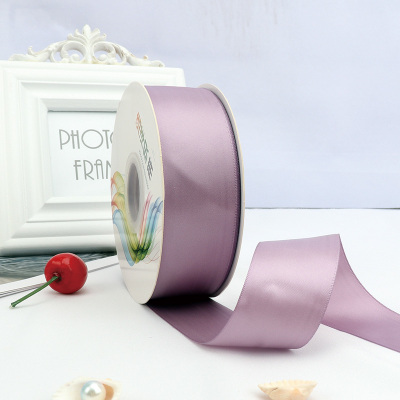 ริบบิ้นผ้าซาติน 2 หน้า สีม่วง 50 หลา (Fresco)# WX017