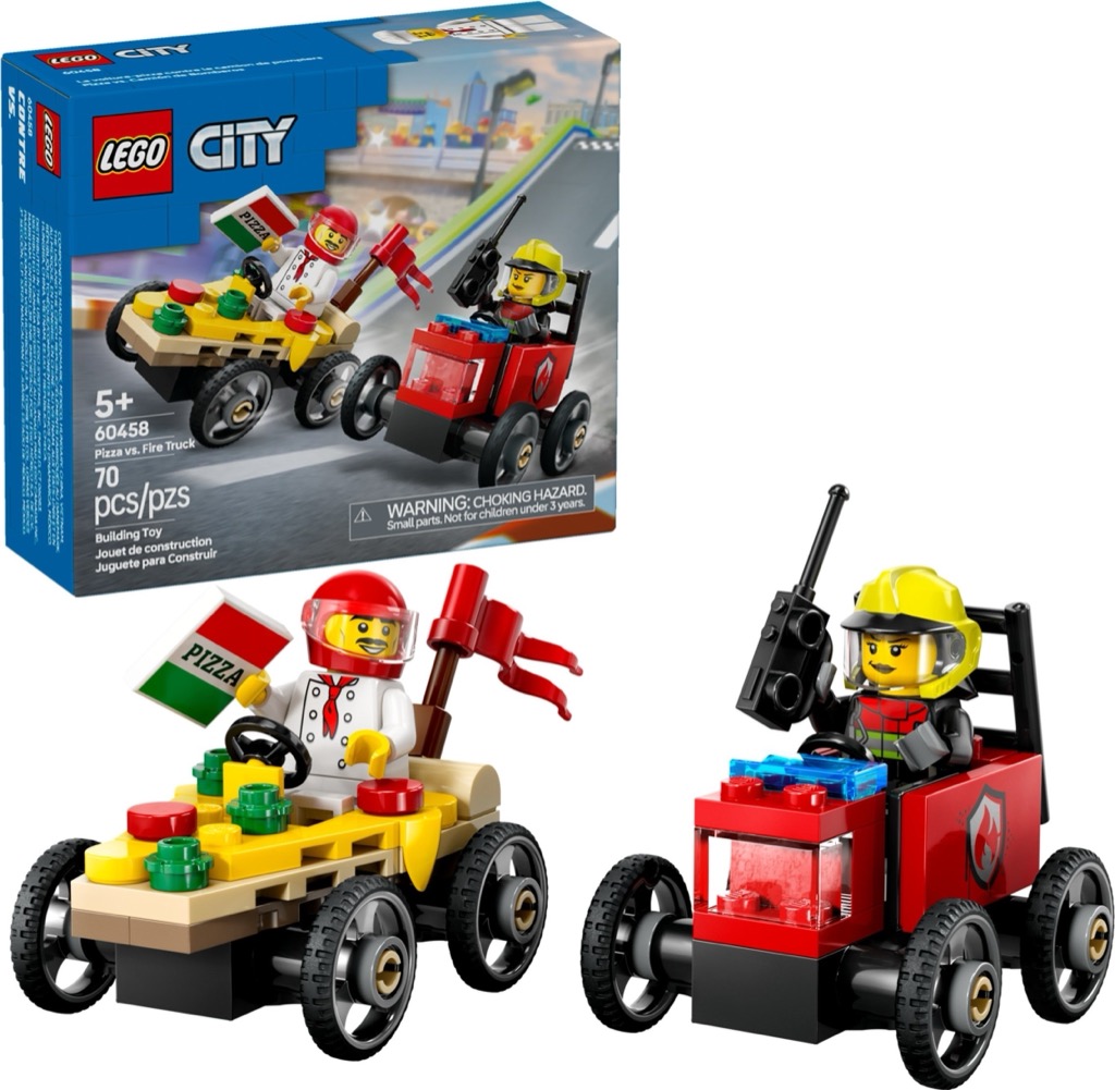 เลโก้ LEGO City 60458 Pizza vs. Fire Truck Race Car Pack
