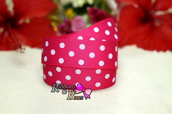 ริบบิ้นผ้าพิมพ์ลายจุด กว้าง 25 mm #PD028
