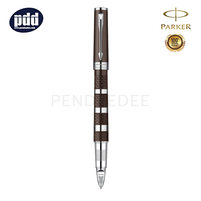 PARKER 5TH Ingenuity Large Metal & Rubber Brown CT 5th Technology Mode Pen ปากกาป๊ากเกอร์ ฟิฟท์ อินจินิวอิตี้ ลาร์จ รับเบอร์ สีน้ำตาลเทา คลิปเงิน