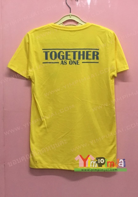 เสื้อยืด สีเหลือง แขนสั้น สกรีนตามสั่ง EY Together As ONE