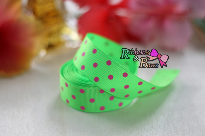 ริบบิ้นผ้าพิมพ์ลายจุด กว้าง 22 mm #PD072