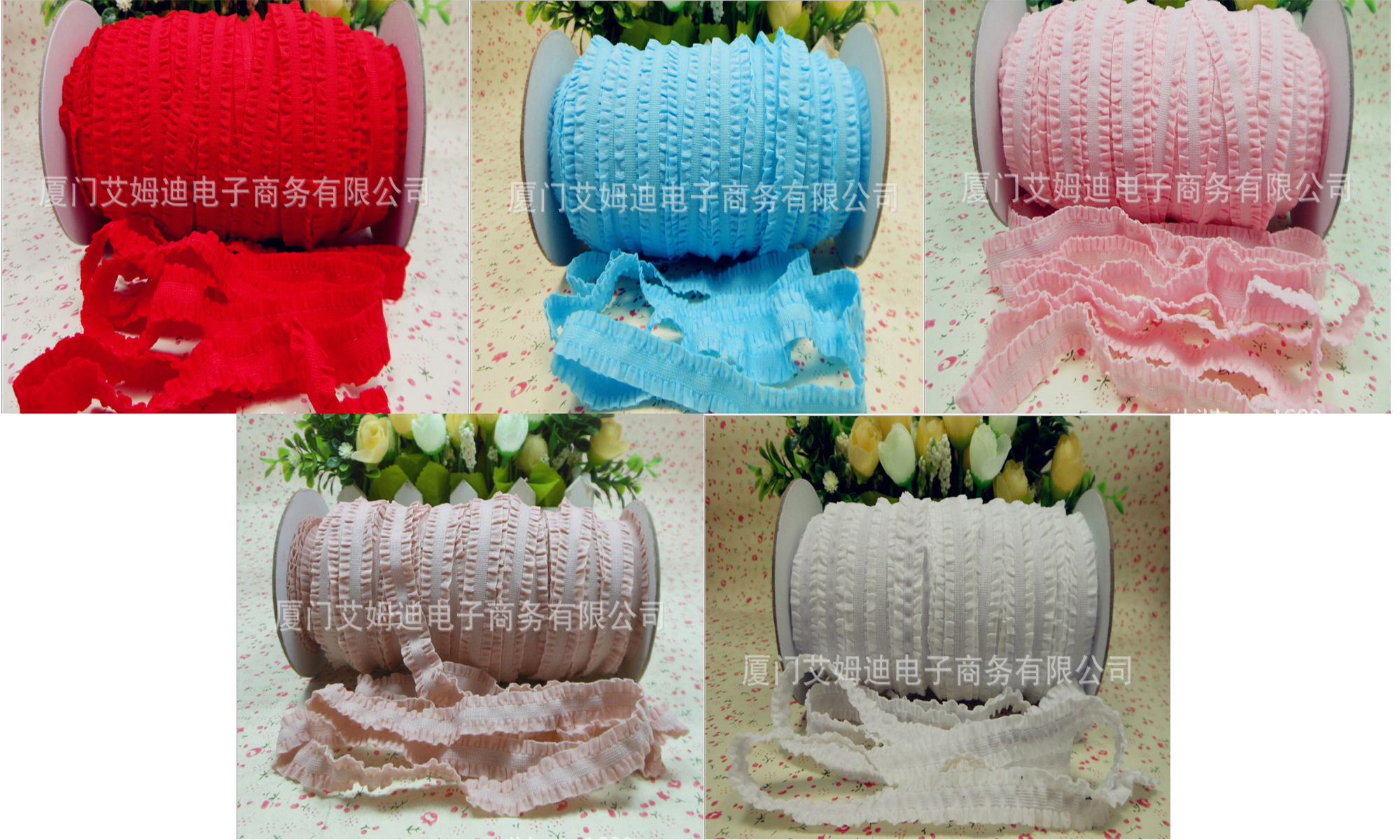 รวม ริบบิ้นผ้ายืด แบบจีบ สวยน่ารัก สีสดใส กว้าง 13 mm #EL004