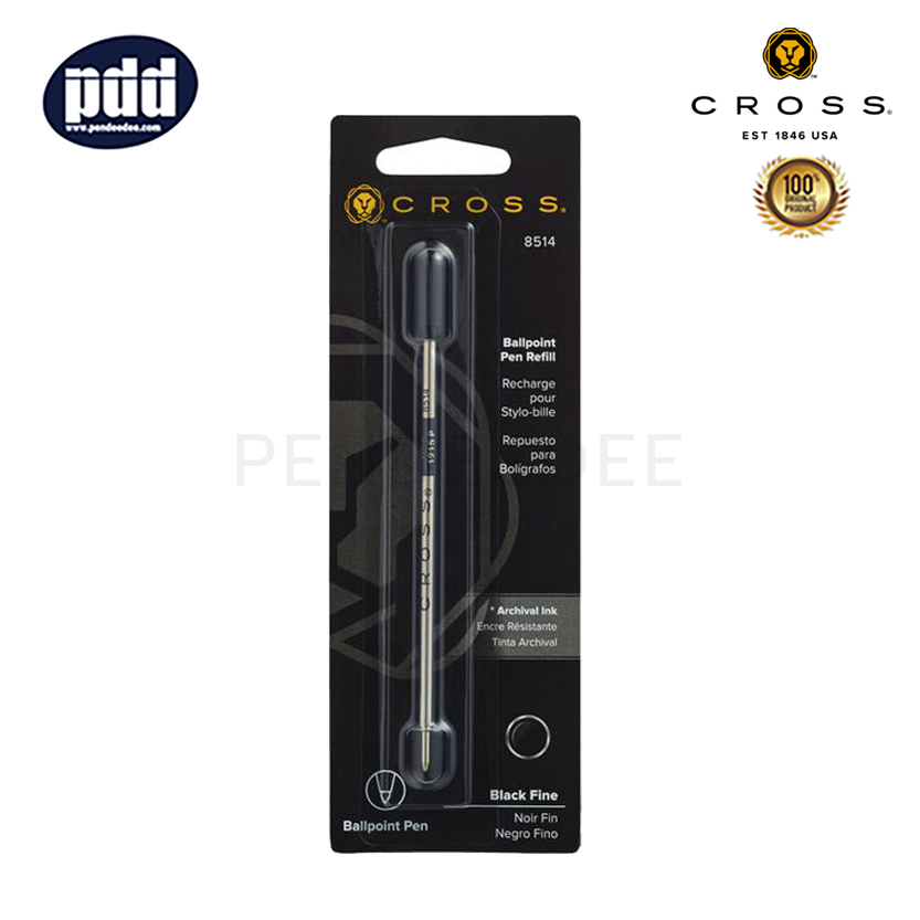 CROSS ไส้ปากกาลูกลื่น ครอส หมึกดำ หัวเอฟ 0.5 มม.8514 CROSS Black Ink Fine Point 0.5 mm. Ballpoint Refill 8514