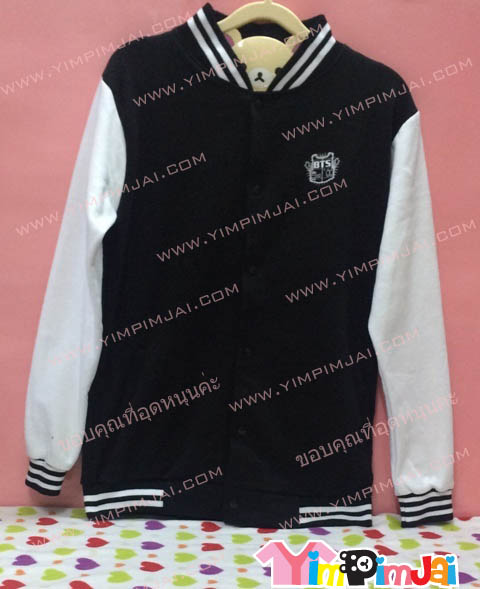 เสื้อกันหนาว เบสบอล สีดำ ลายตามสั่ง เช่น BTS ชื่อนักร้องเกาหลี