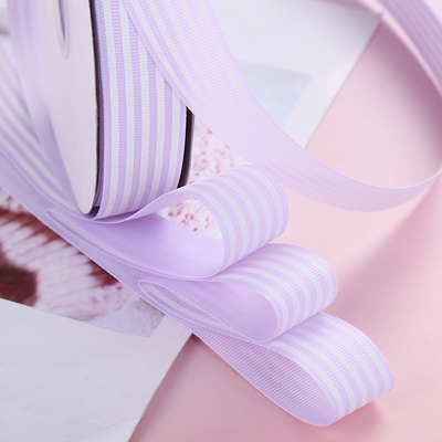 ริบบิ้นผ้าพิมพ์ลายเส้นสีสดใส กว้าง 25 mm #BB75