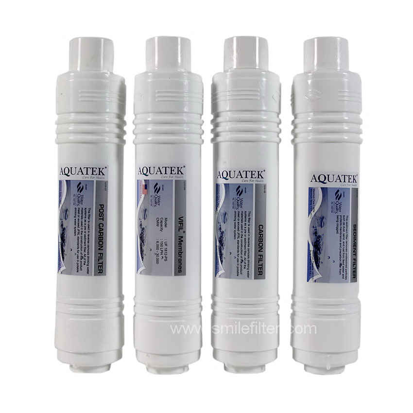 ชุดไส้กรองน้ำ AQUATEK SILVER 4 ขั้นตอน Inline U-TYPE 2.5"x12"