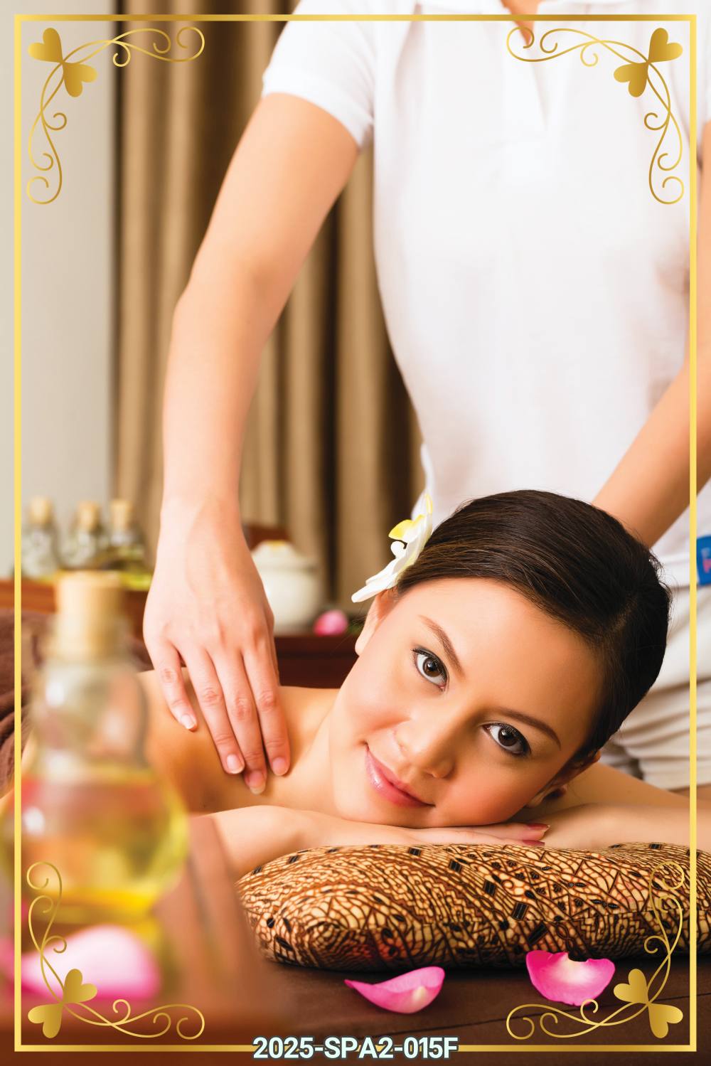 สติ๊กเกอร์ภาพคนนวด พร้อมลายกรอบในตัว (ภาพแนวตั้ง) ST-2025-SPA2F(80x120cm)