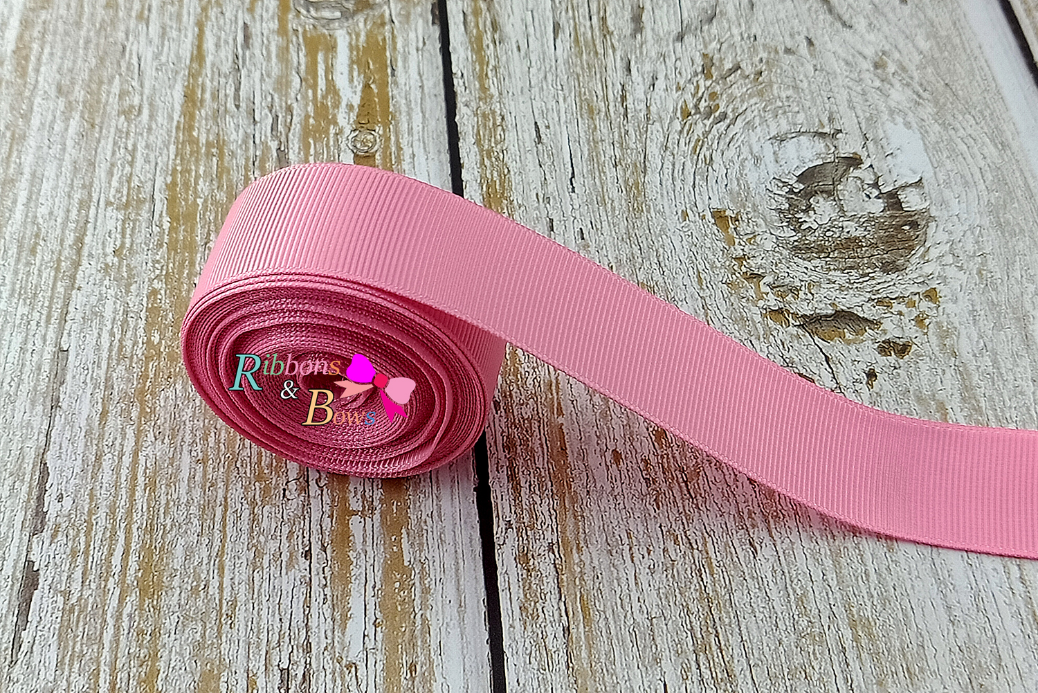 ริบบิ้นผ้าลูกฟูก สีชมพู ( 155 geranium pink ) PC8