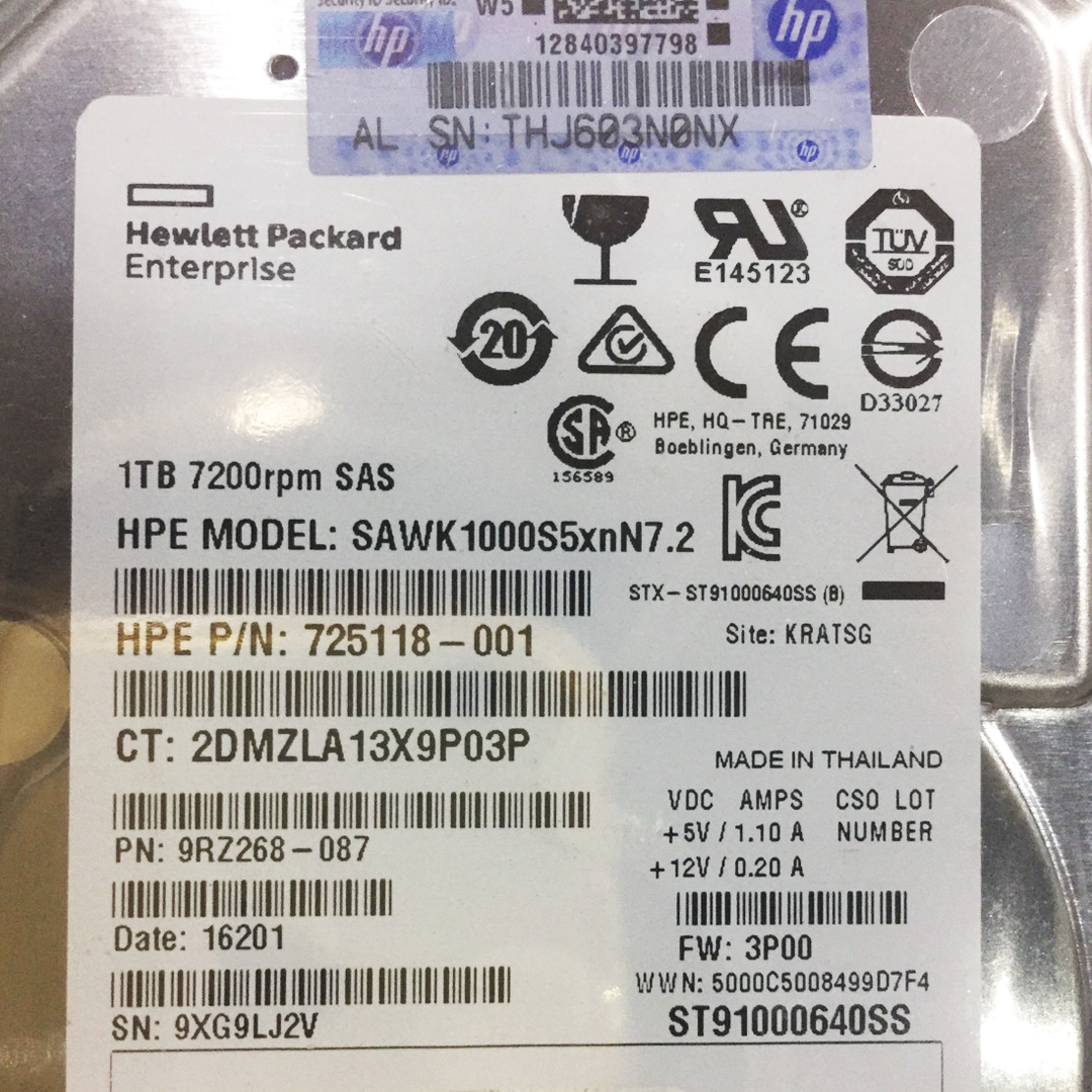 hdd sas 1tb 7.2k 2.5นิ้ว มือ 2 พร้อมใช้งาน