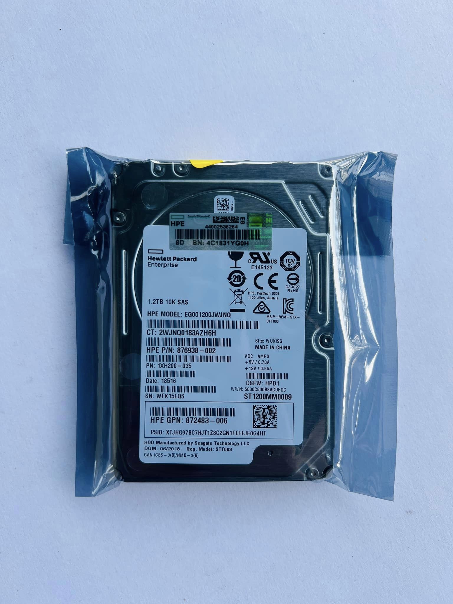 hdd server sas hpe 1.2tb 10k 12Gbps ขนาด 2.5" ฮาร์ดไดรฟ์มือสองพร้อมใช้งาน