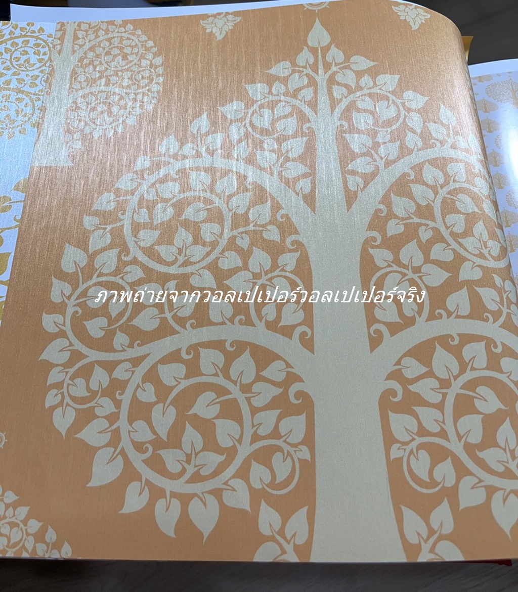 วอลเปเปอร์ลายไทย ลายต้นโพธิ์ เหลือง - ทอง JPS305
