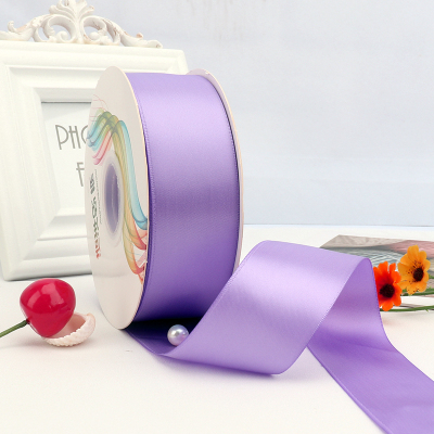 ริบบิ้นผ้าซาติน 2 หน้า สีม่วง 50 หลา ( Hyacinth )# WX015