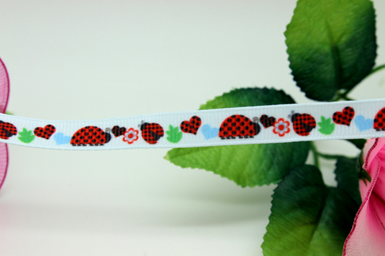 ริบบิ้นผ้าพิมพ์ลาย เต่าทอง กว้าง 10 mm #AN19