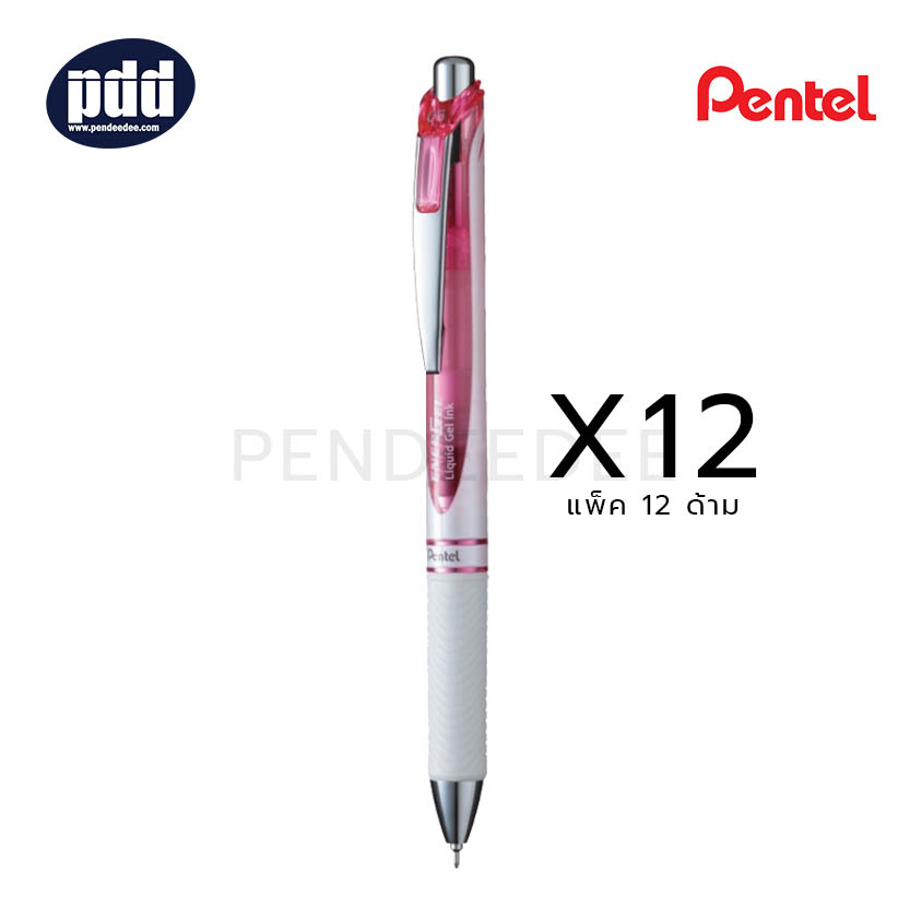12 ด้าม PENTEL ปากกาหมึกเจล เพนเทล เอ็นเนอร์เจล อาร์ทีเอ็กซ์ ลิควิดเจล เพิร์ลดีลักซ์ PENTEL Energel BL77 RTX Liquid Pearl Deluxe 0.7 mm. Red Gel Pen