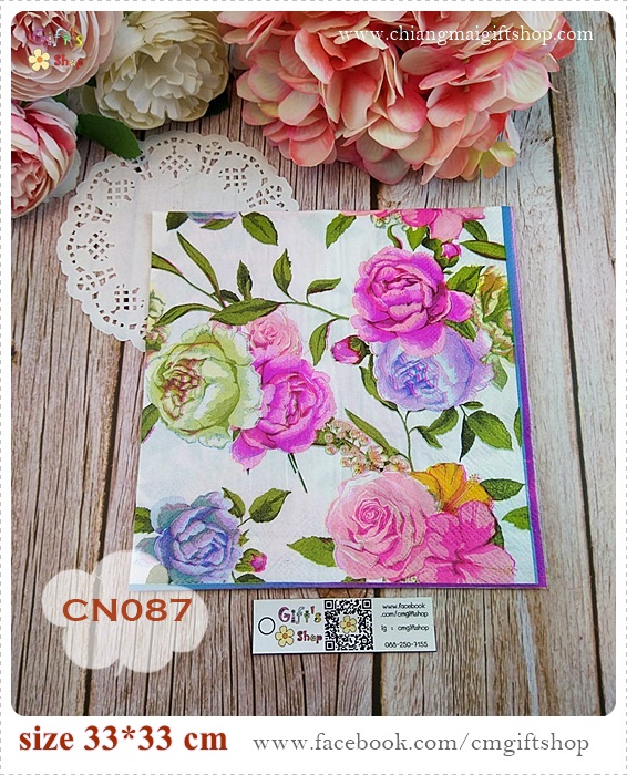 กระดาษแนปกิ้น, ลายดอกไม้สีชมพู, ลายดอกกุหลาบสีชมพู, ลายดอกไม้ใหญ่ๆ, ลายดอกไม้หลายสี, ลายดอกไม้สีหวาน, ลายดอกไม้สีม่วง, พื้นหลังสีขาว, ลายช่อดอกไม้,