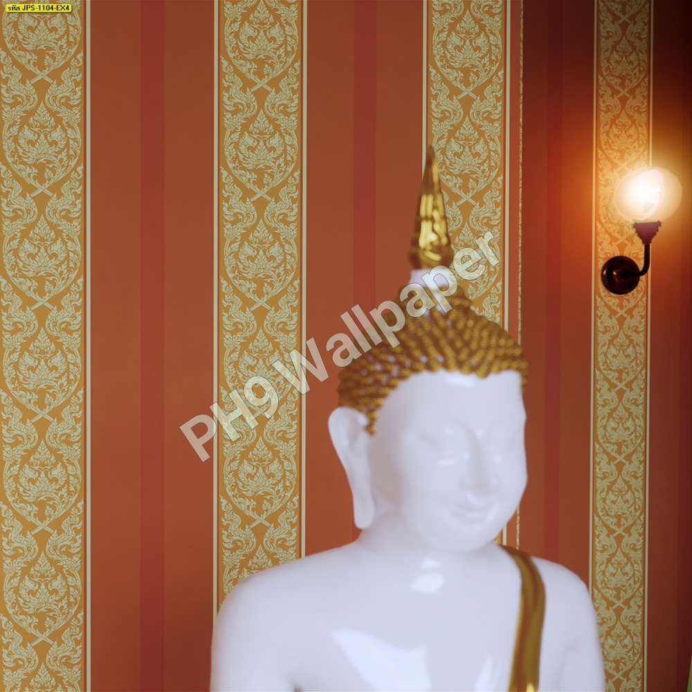 วอลเปเปอร์ติดผนังลายไทย ลายกนก สีทอง JPS1104