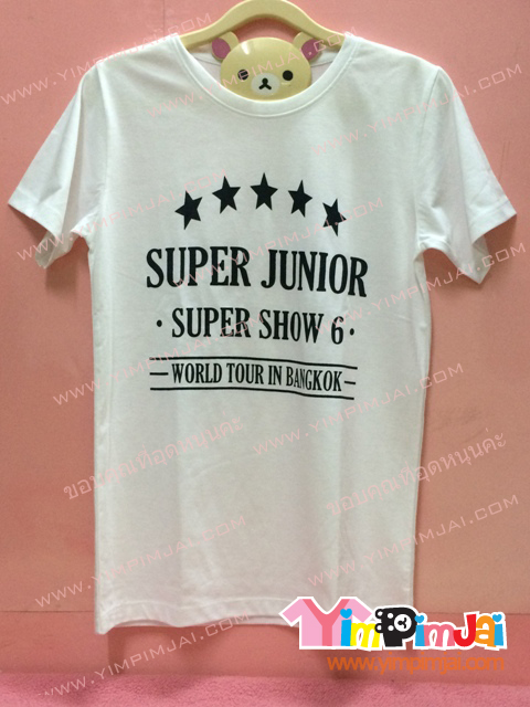 เสื้อฮู้ด เสื้อรุ่น สีขาว สกรีนตามสั่ง Super Junior Super Show 6