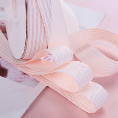 ริบบิ้นผ้าพิมพ์ลายเส้นสีสดใส กว้าง 25 mm #BB73