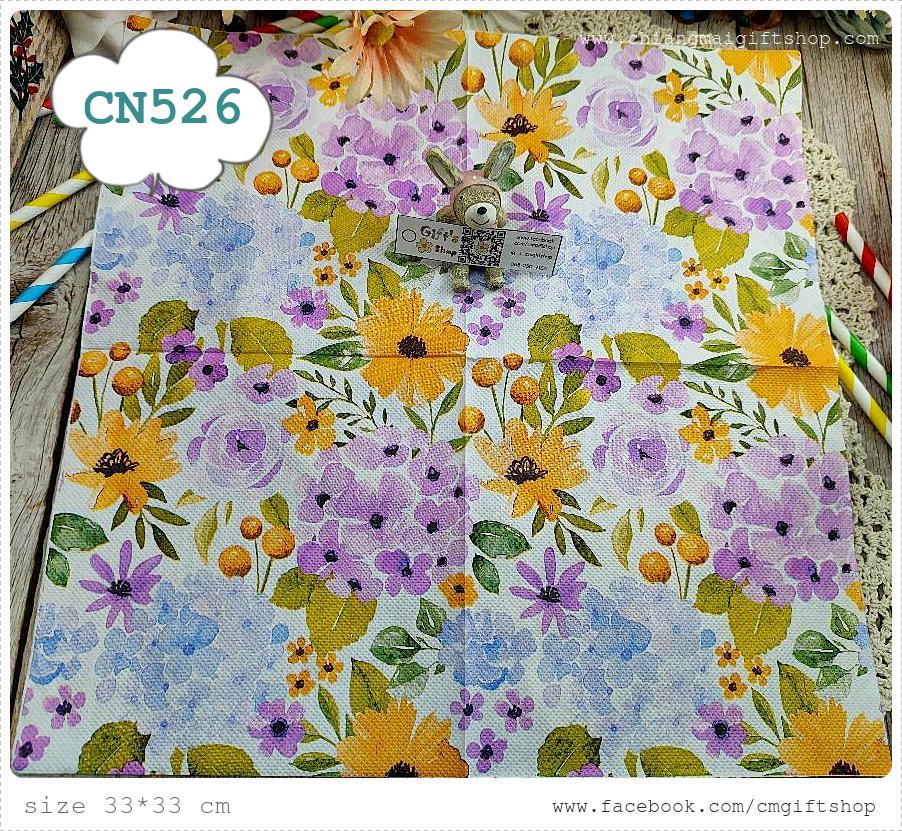 กระดาษแนปกิ้น, ขายลดราคามีตำหนิเล็กน้อย, ลายดอกไม้หลายสี, ลายดอกไฮเดรนเยีย, ลายดอกไม้เล็กๆ, ลายดอกไม้, ลายเล็กๆ, พื้นหลังสีขาว, ลายเต็มผืน, ลายดอกไม้ภาพวาดสีน้ำ