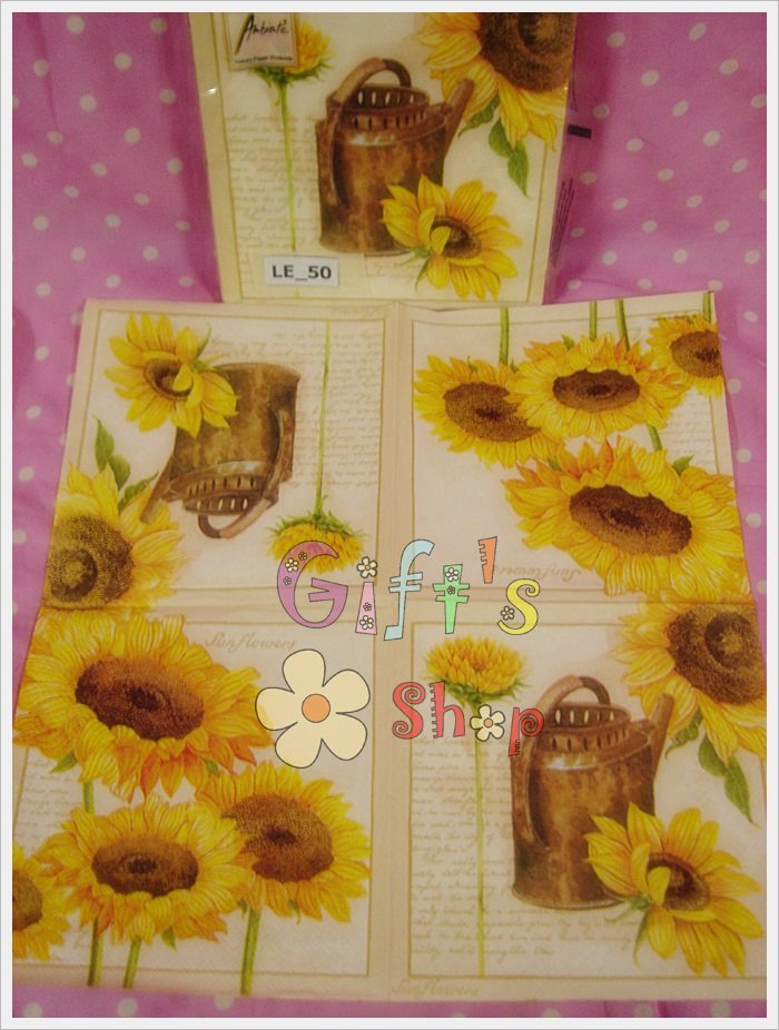 กระดาษแนปกิ้น ลายบัวรดน้ำกับ ดอกทานตะวัน