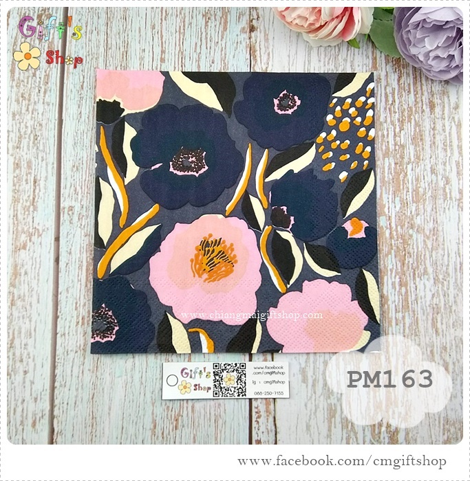 กระดาษแนปกิ้นยุโรป, ลายดอกไม้, ลาย ROSARIUM blue rose, ลายของ marimekko, ลายดอกไม้สีชมพู, ลายดอกไม้สีเข้ม, พื้นหลังสีเข้ม