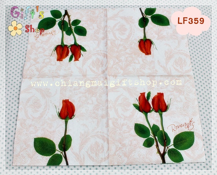 กระดาษแนปกิ้นยุโรป, ลายดอกกุหลาบ, ลายดอกกุหลาบสีแดง, พื้นหลังสีขาว, ลายลูกไม้สีโอลด์โรส, ลายดอกไม้พื้นหลังสีขาวหรือสีอ่อน
