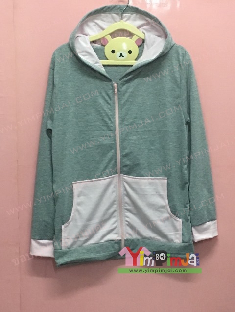 เสื้อฮู้ด สีเทา แขนยาว หมวกเทาในขาว ซิป มีกระเป๋า สกรีนตามสั่ง เสื้อเปล่า