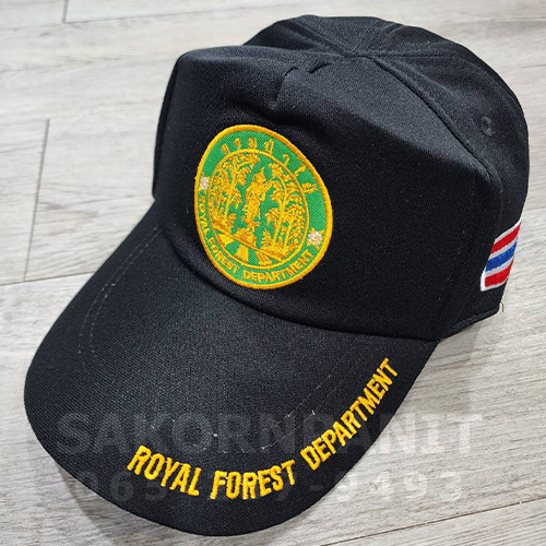หมวกดำ RFD (ปักปีก) พร้อมปักธงชาติ 2จุด (ผ้ามองตากู).