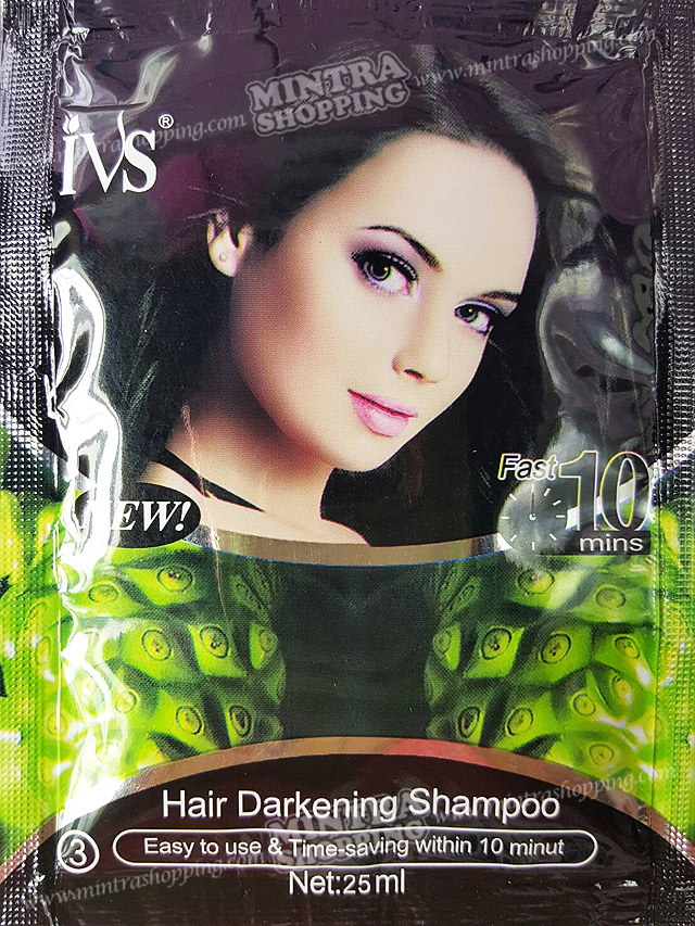 แชมพูย้อมผม IVS สูตรลูกยอ แชมพูสมุนไพรเปลี่ยนสีผม - สีดำ Hair Darkening Shampoo แชมพูปิดผมขาว