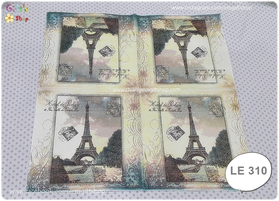 กระดาษแนปกิ้น ลายหอไอเฟล Post card Hotel de Rohan