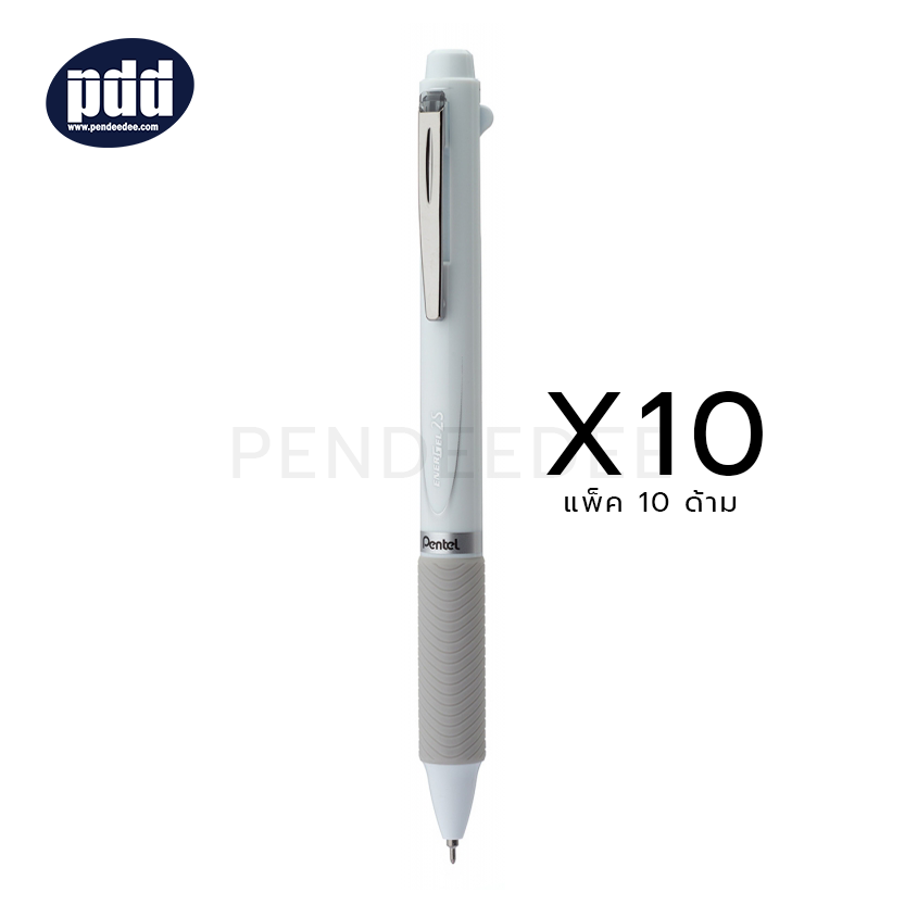 10 ด้าม PENTEL ปากกาพร้อมดินสอกด เพนเทล เอ็นเนอร์เจล 2S PENTEL EnerGel 2S Multi-Function 0.5 mm. White 2-Ink + Pencil
