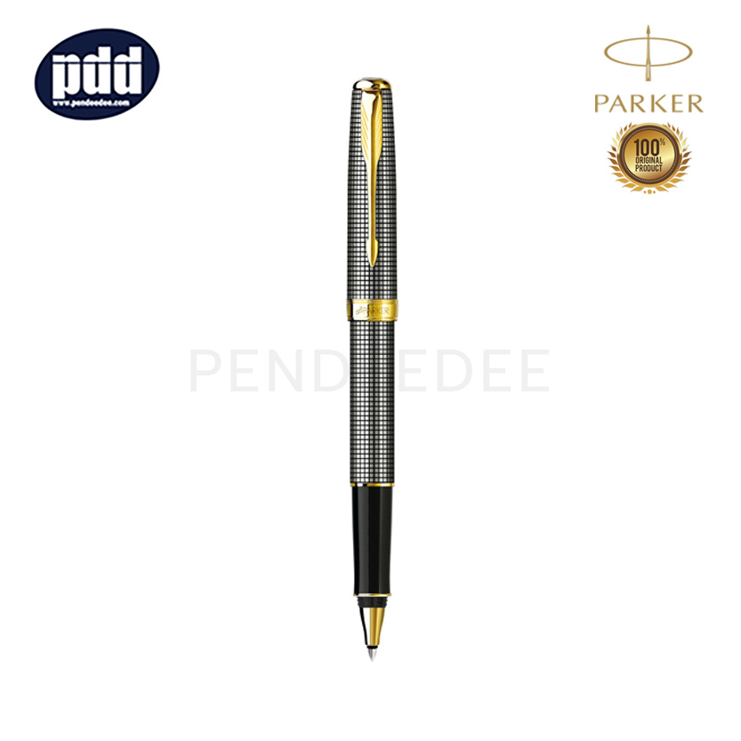 PARKER ปากกา ป๊าคเกอร์ โรลเลอร์บอล ซอนเนต 07 สเตอริ่ง ซิลเวอร์ ชิสเล่ย์ จีที - PARKER Sonnet 07 Sterling Silver Cisele Gold Trim Rollerball Pen