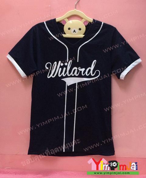 เสื้อยืด สีดำ แขนสั้นขอบขาว สกรีนตามสั่ง Wiilard ICH COMME AUS 7