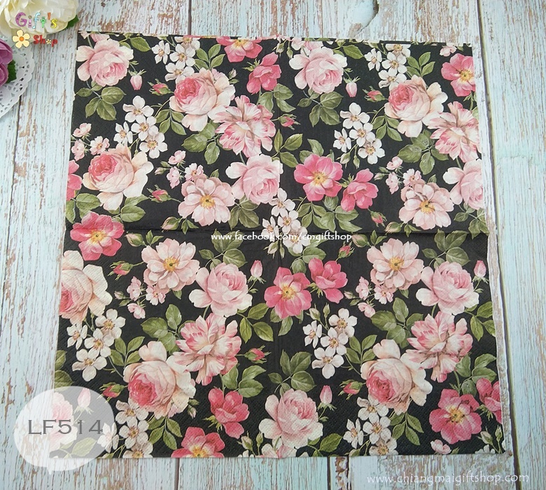 กระดาษแนปกิ้น, ลายดอกกุหลาบ, ลายดอกกุหลาบสีชมพูอ่อน, ลายดอกไม้สีชมพู, พื้นหลังสีดำ, พื้นหลังสีเข้ม, ลายดอกไม้, Roses Glory black
