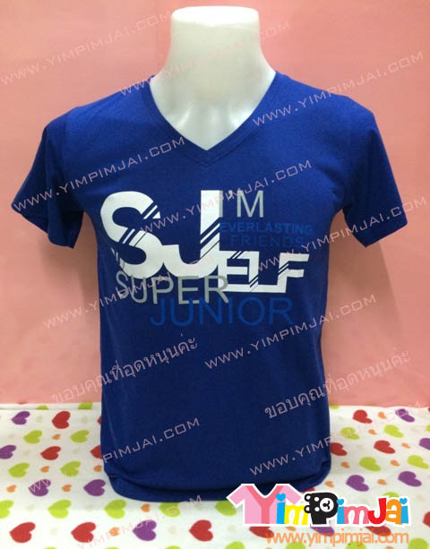 เสื้อยืด สีน้ำเงิน แขนสั้น สกรีนตามสั่ง SJ ELF