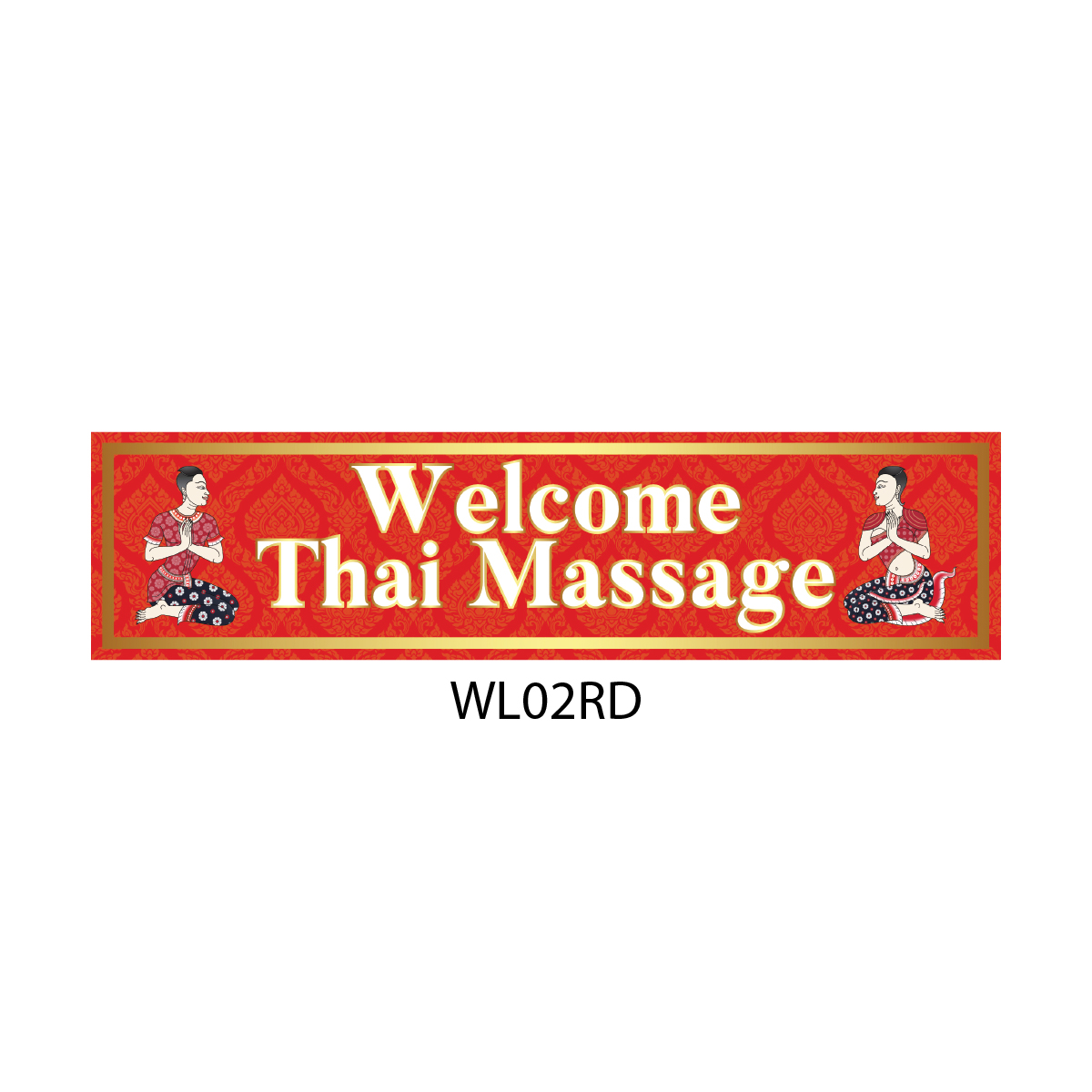 สติ๊กเกอร์ป้าย "Welcome Thai Massage" สำหรับติดตกแต่งร้านสปาไทย สีแดง WL02RD
