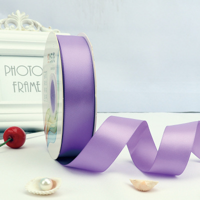 ริบบิ้นผ้าซาติน 2 หน้า สีม่วง 50 หลา ( Hyacinth )# WX015