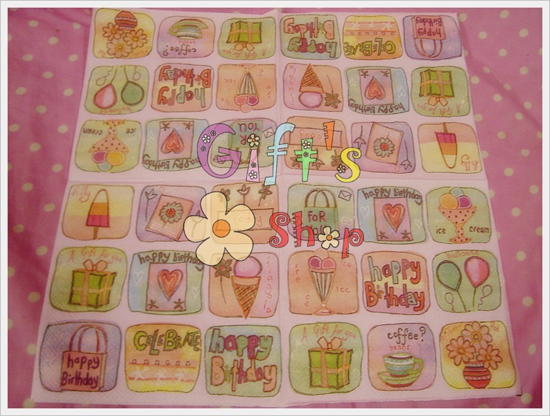 กระดาษแนปกิ้น ลายฉลองวันเกิด happy birth day
