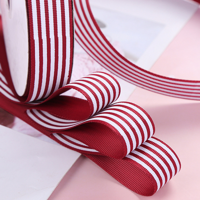 ริบบิ้นผ้าพิมพ์ลายเส้นสีสดใส กว้าง 25 mm #BB69