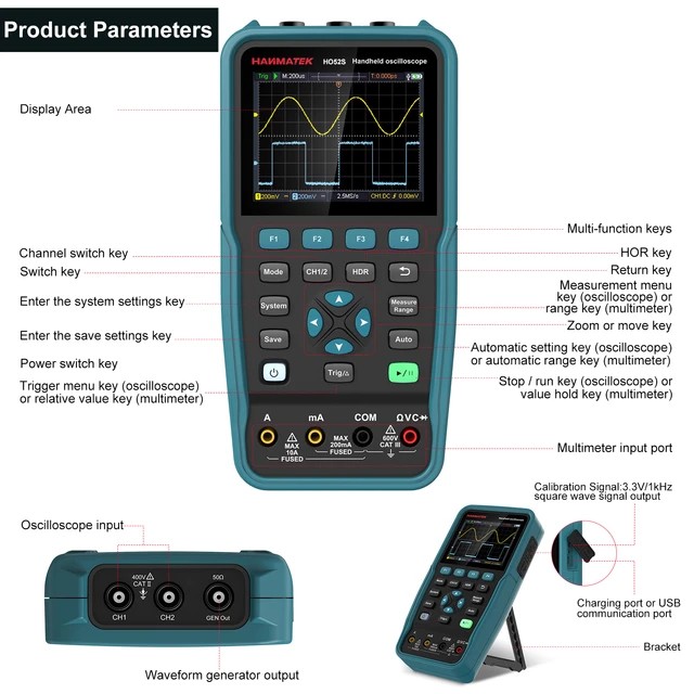Hanmatek HO52 50Mhz Handheld Digital Oscilloscope