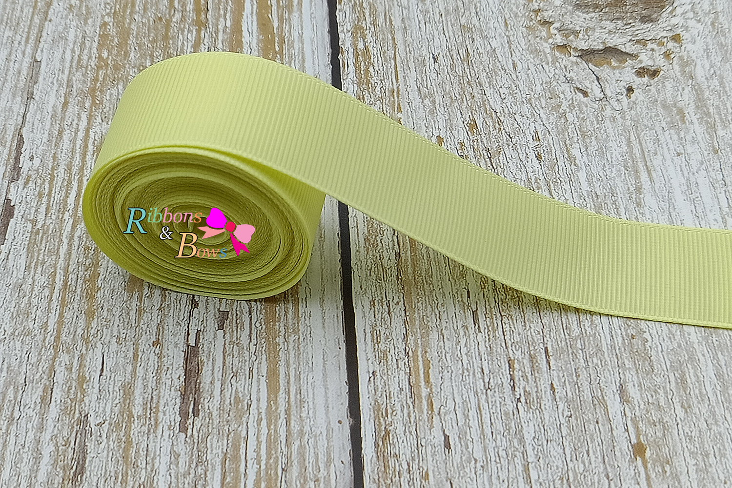 ริบบิ้นผ้าลูกฟูก สีเหลืองอ่อน (617 Baby Maize)#PC27