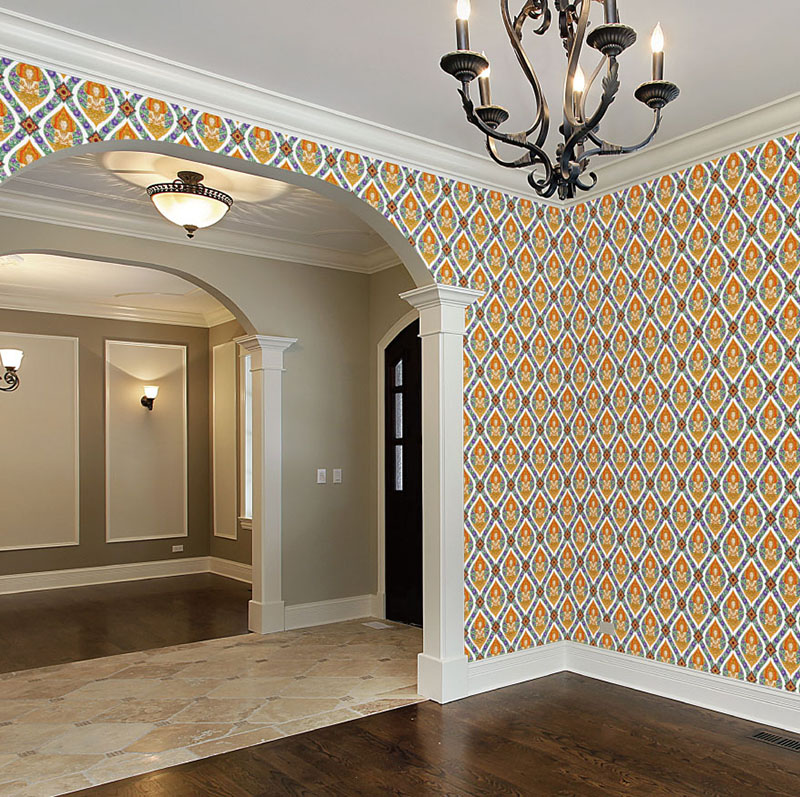 วอลเปเปอร์ลายไทย ลายเทพพนม หลากสี JPS801