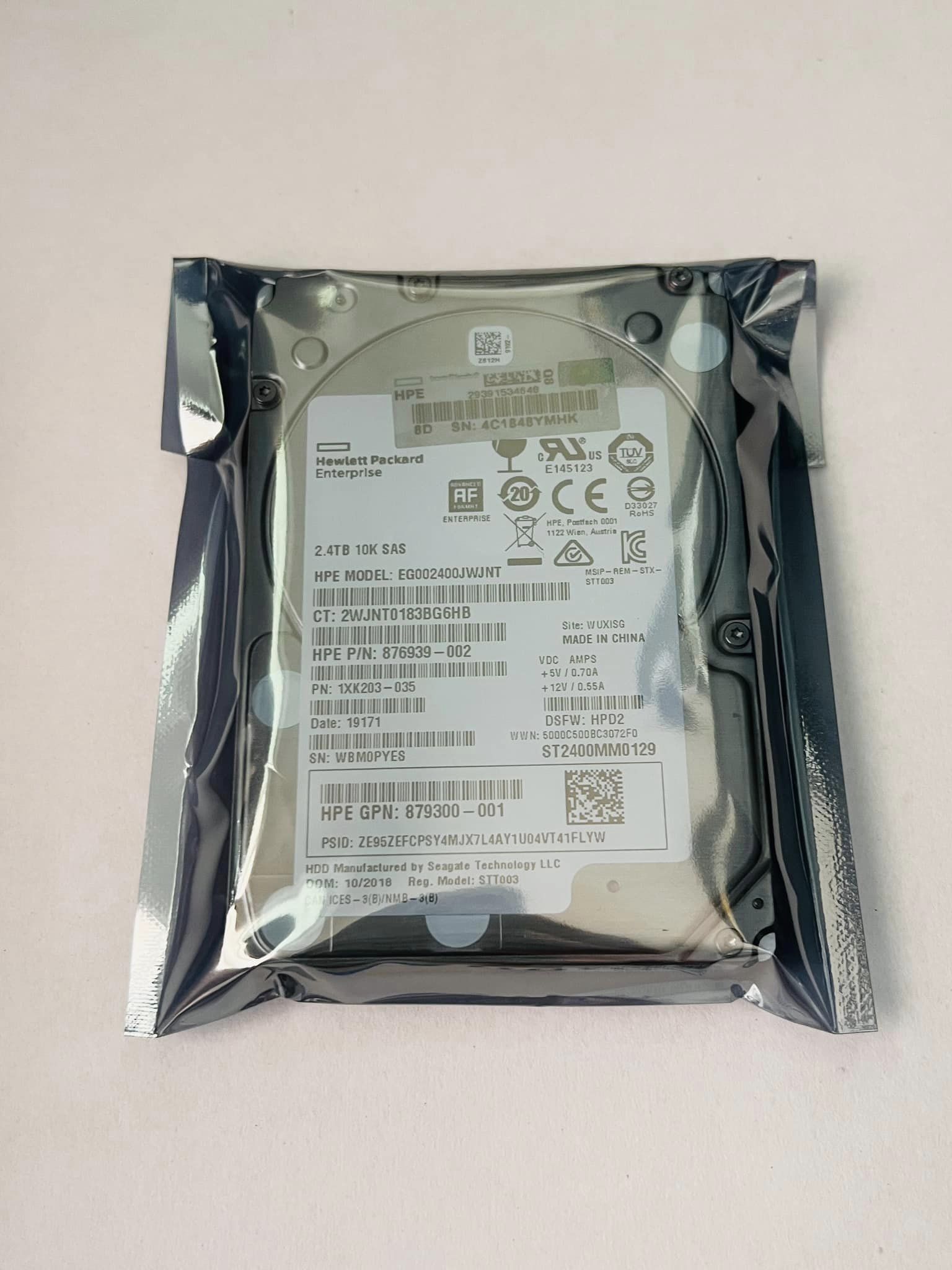 hpe hdd server sas 2.4tb 10k 12Gbps 2.5" hpe ฮาร์ดดิสเซิร์ฟเวอร์มือสองพร้อมใช้งาน