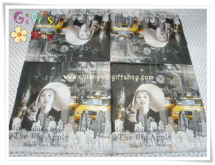 กระดาษแนปกิ้น ลายเมืองmanhattan taxi empire state