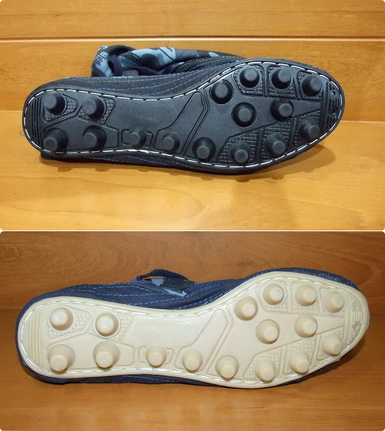 รองเท้าเดินป่า : พื้นปุ่มสตั๊ดเหมือนรองเท้านักฟุตบอล