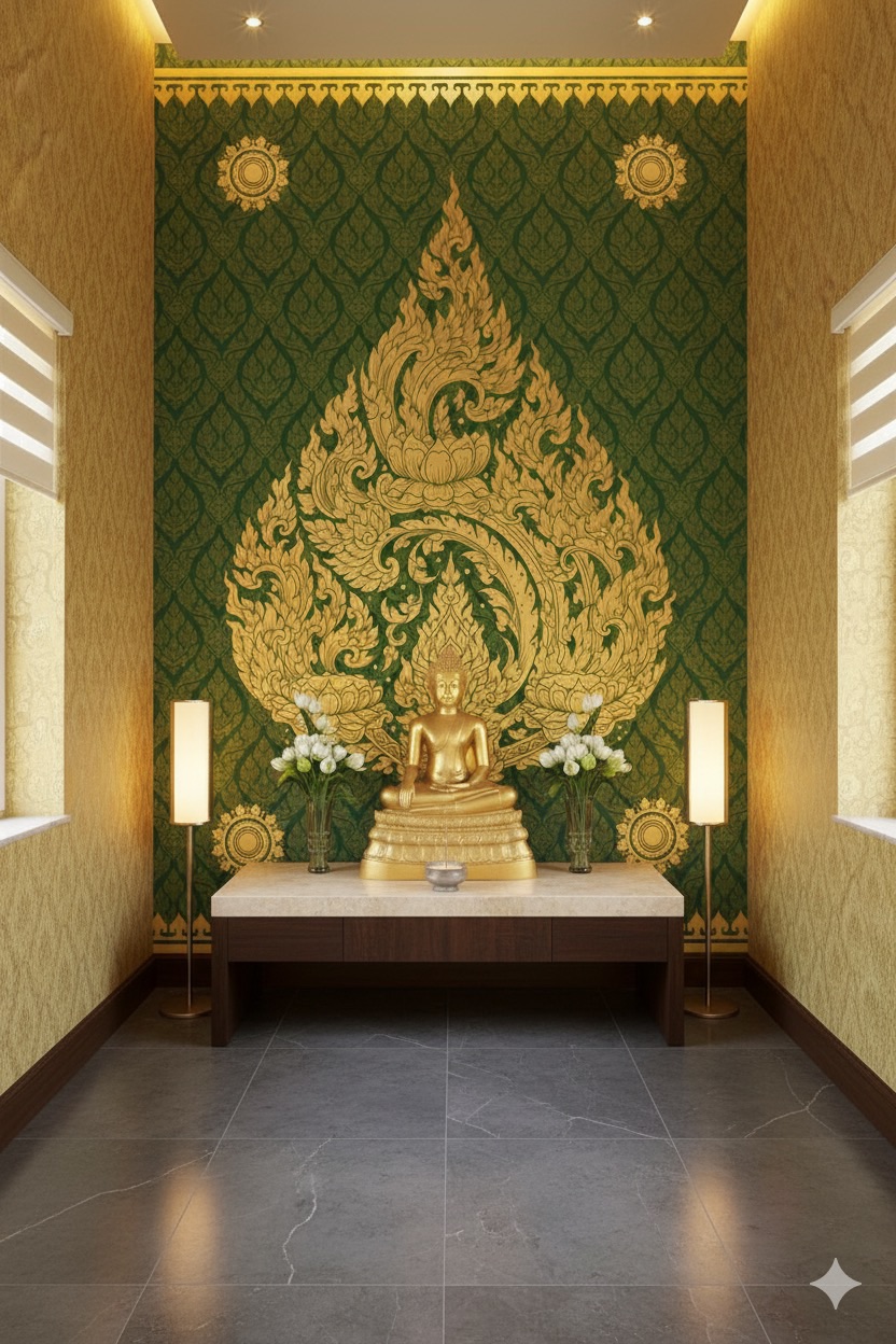 สติ๊กเกอร์ลายไทย ตกแต่งห้องพระ, วัด, ร้านนวดสปาไทย, ร้านอาหารไทย.. แดง/น้ำเงิน/เขียว/ดำ ST-LTH2025-002