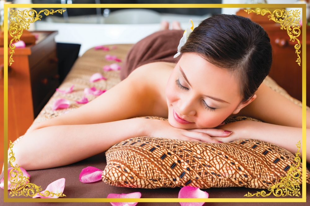 ชุดสติ๊กเกอร์ภาพนวด ตกแต่งด้วยกรอบลายไทย สำหรับตกแต่งร้านนวดไทย สปาไทย (มีให้เลือก 12 ภาพ) ST-SPA1(60x40cm)