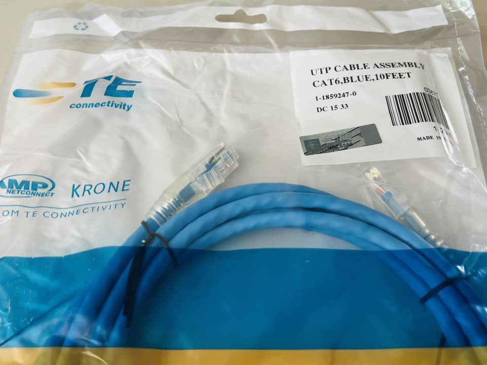 สาย LAN CAT6 RJ45 AMP Patch cord 3M blue 10feet ของใหม่เก่าเก็บพร้อมใช้งาน